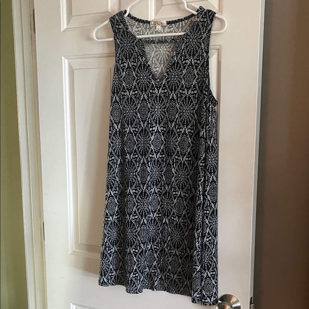 Nine Britton Black/Blue  and White Sleeveless Mini Dress